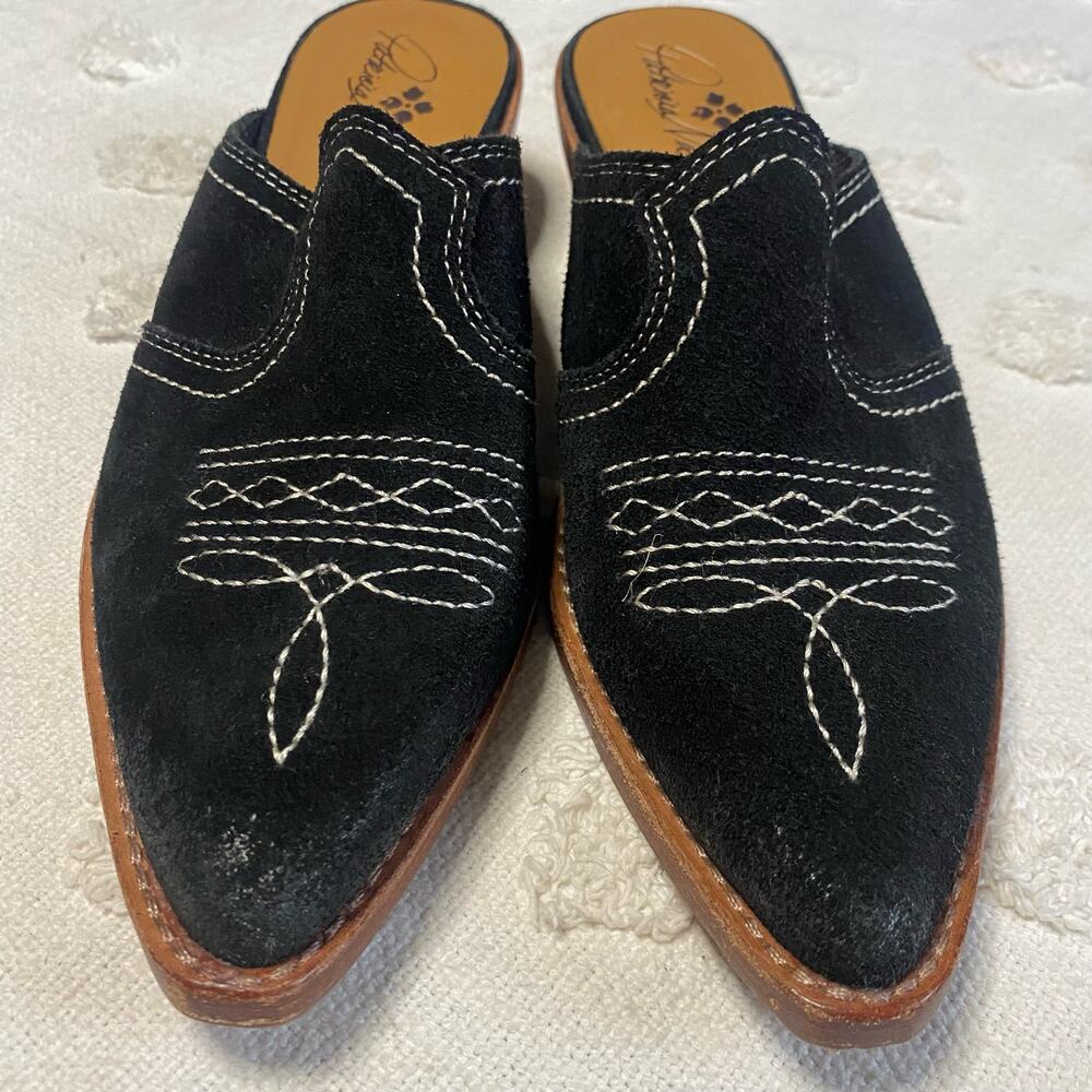 Patricia Nash Batista Black Suede Boho Western Cowboy Mule Festival Size 6.5 - Picture 2 of 5